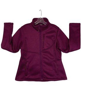 CB Sports Womens Fall Campus Fitted Bomber Jacket Size L Ribbed Purple Fleece
